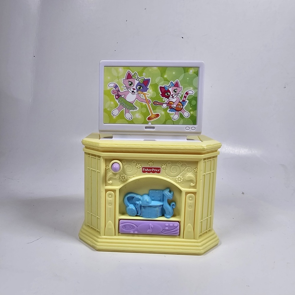 Fisher Price Loving Family Dollhouse Musical Pop Up TV Stand 2012 Retired Works